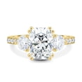 thumbnail image 2 of 3.00Ct Elongated Cushion Cut Lab-Grown Diamond Trilogy Engagement Ring, Pavé Band, 14K Yellow Gold, 2 of 7
