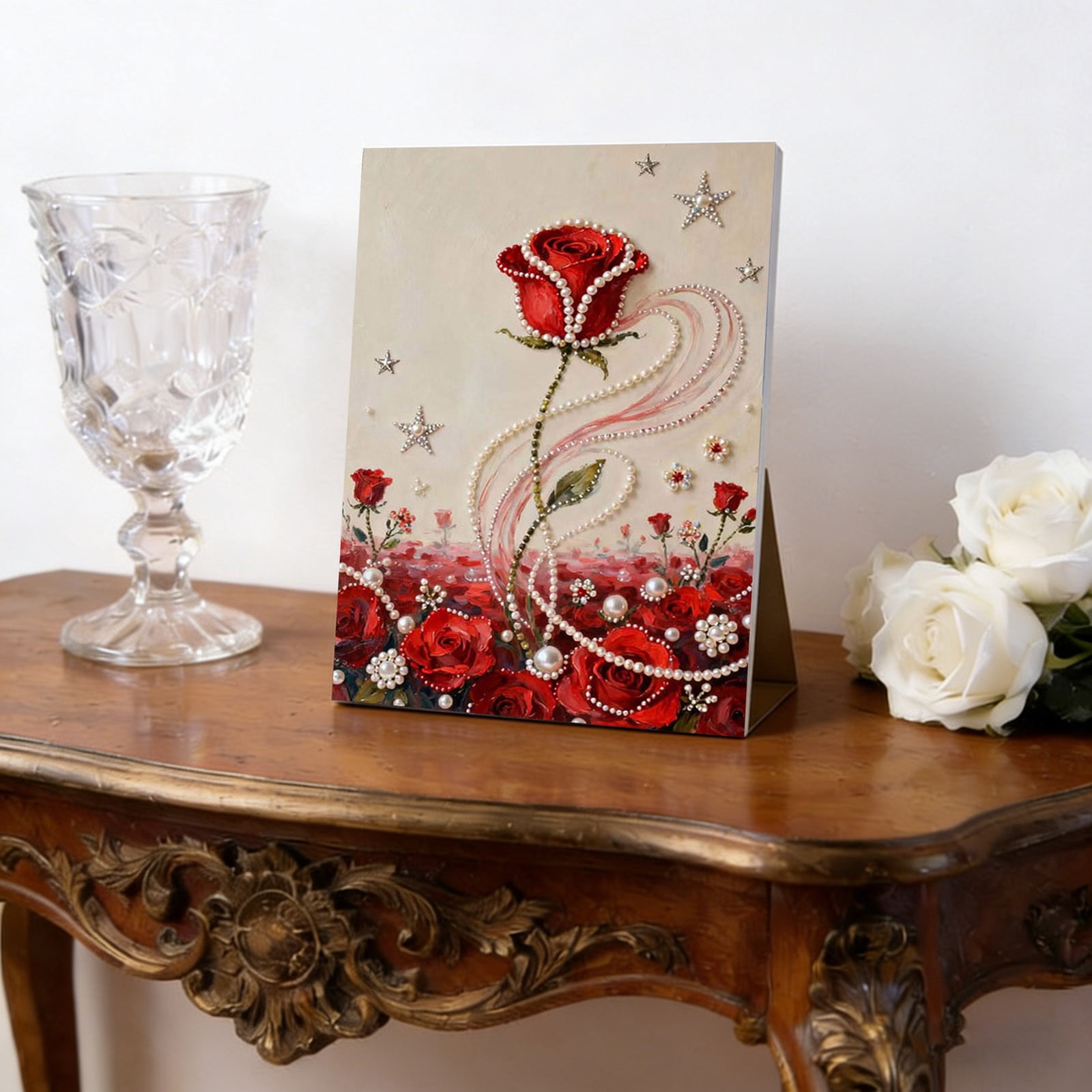 3D Pearl Art Painting Kit for Adults - Dreamy Ocean Lotus Design, Complete DIY Wall Decor with Wood Frame & Canvas, Beginner Craft Set (16"x12",Various styles)