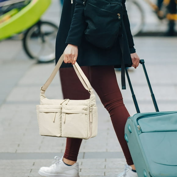 Bolso Bandolera Para Mujer, Bolso Para Portátil De Gran Capacidad Con Múltiples Bolsillos, Bandolera De Nailon Impermeable Para El Trabajo, La Escuela, La Universidad Y Los Desplazamientos.