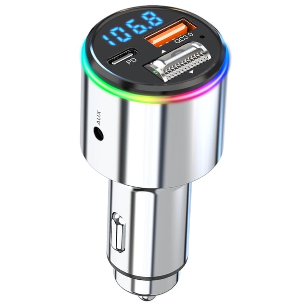 Matsuzay Transmisor FM ABS para automóvil con Bluetooth para música y llamadas con manos libres 6 admite entrada auxiliar Electrónica