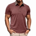 thumbnail image 2 of Qwertyu Mens Casual Polo Shirts Classic Short Sleeve Basic Golf Button Shirt with Pocket Wine L, 2 of 6