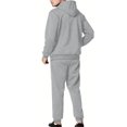 thumbnail image 4 of Timoontee Men's 2 Piece Tracksuit Set Outfit Long Sleeve Hoodies Zip Up Sweatshirts with Drawstring Sweatpants for Hiking Jogging Workout Relaxed Fit Casual Clothes Gray XXL, 4 of 8