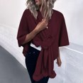 thumbnail image 2 of XFLWAM Women's Shawl Wrap Poncho Sweaters Solid Color Open Front Cardigan Shawls Cape for Fall Winter Wine Red Free Size, 2 of 8