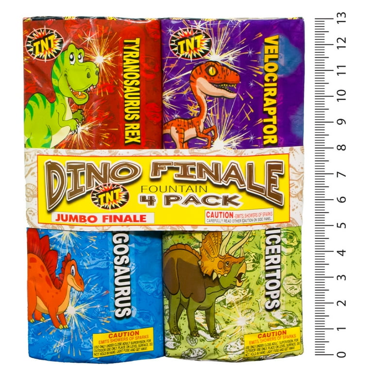 TNT Fireworks, Dino Finale 4 Pack , Ground Based Fountains, Any