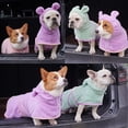 thumbnail image 5 of Nvzi Albornoz para perro, toalla de baño de microfibra de secado rápido, absorbente y con capucha para cachorros, perros pequeños, medianos y grandes, gatos (verde, S), 5 of 5