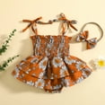 thumbnail image 4 of Gupgi Floral Rompers for Baby Girl Adjustable Straps Tie Up Ruffles Jumpsuits, 4 of 8