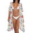 thumbnail image 3 of DISNIMO Women's Mushroom Print Swimsuit Cover Up Kimono Cardigan Bikini Cover Ups Casual Loose Beach Coverups Fashion Long Swisuit Cover up Comfort Half Sleeve Swimwear Cover Up, 3 of 6