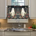thumbnail image 2 of Yayeee Kitchen Curtains Tier Pair Light Filtering 27"x24" Rod Pocket Short Cafe Window Panel, Happy Ghost, 2 of 7