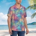 thumbnail image 3 of Gukieu blue pink colorful cracked texture Print Men's Short-sleeved Shirts, Button-down Lapel Hawaiian Shirts, T-shirts, Beach Vacation Summer Casual Wear,Medium, 3 of 7