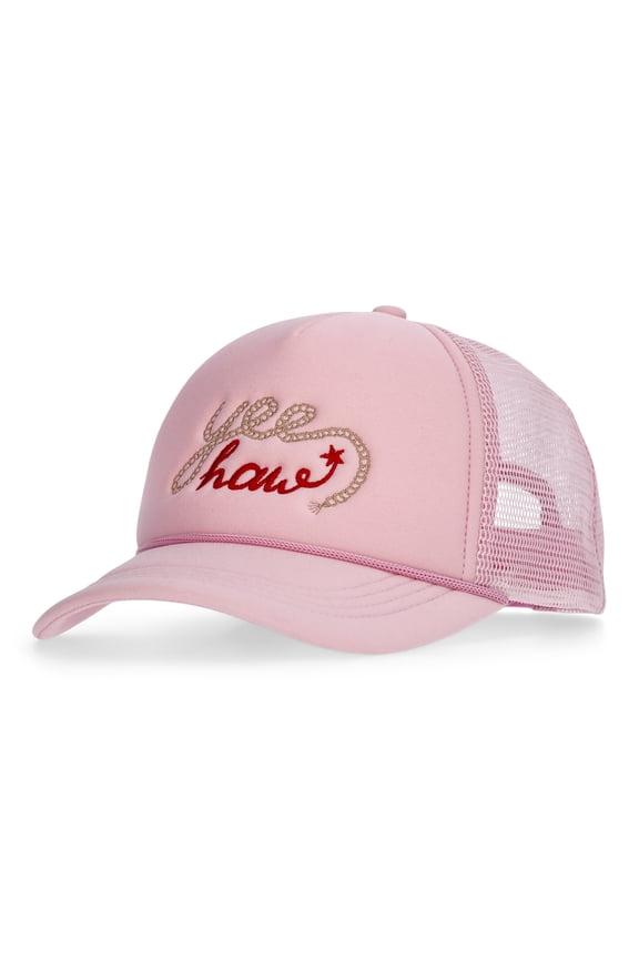 Embroidered Graphic Trucker Hat, Women's, Pink