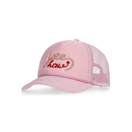 No Boundaries Embroidered Graphic Trucker Hat  Women s  Pink