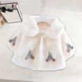 thumbnail image 6 of Owordtank Toddler Girls Faux Fur Coat Cute Cartoon Embroidery Lapel Button Plush Warm Winter Outerwear, 6 of 6