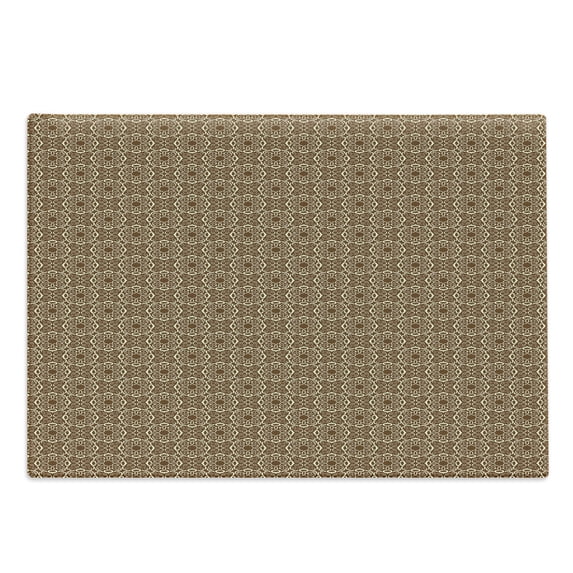 Victorian Cutting Board, Ornamental Swirls and Curves Vintage Inspirations Medieval Baroque Pattern, Decorative Tempered Glass Cutting and Serving Board, Large Size, Brown Pale Yellow, by Ambesonne
