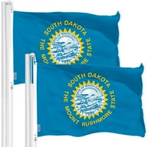 G128 2 Pack: South Dakota SD State Flag | 3x5 Ft | Printed 150D Polyester - Indoor/Outdoor, Vibrant Colors, Brass Grommets, Quality Polyester, Much Thicker More Durable Than 100D 75D Polyester