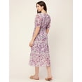thumbnail image 2 of Moomaya Womens Printed Tiered Dress V Neck Elbow Sleeves Poly Georgette Dress, 2 of 8