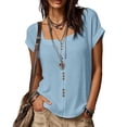 thumbnail image 2 of LIaqionyy Womens Cotton Linen Tops Lightweight Casual Loose Work Blouses Short Sleeve Summer Vacation Shirts, 2 of 8