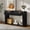 Black, variant on Oval Fluted Console Table with 2 Drawers and Bottom Shelf, Wood Entryway Table with Metal Slides for Living Room Hallway Sofa Table, Black