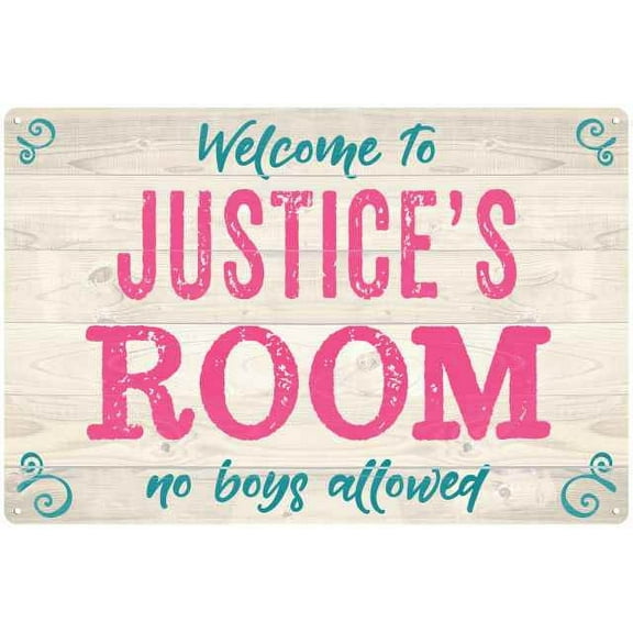 JUSTICE'S Room Kids Bedroom Sign 8x12 Metal Sign 208120089500