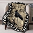 thumbnail image 2 of Flannel Fleece Throw Blanket Halloween Skeleton Black Crow Gothics Lightweight Soft Plush Blankets,Dead Trees Black Plaid Cozy Warm Throw Blanket for Couch Sofa Bed Car Office All Season Use 40x60in, 2 of 9