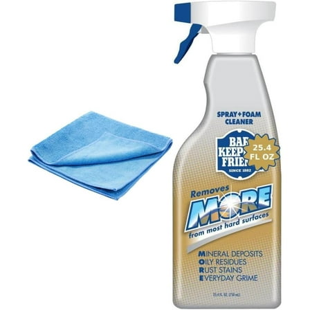 Bar Keeper's Friend MORE Spray   Foam Cleaner 25.4oz with Microfiber Cloth - Rust & Stain Remover for Kitchen, Bathroom & Stainless Steel