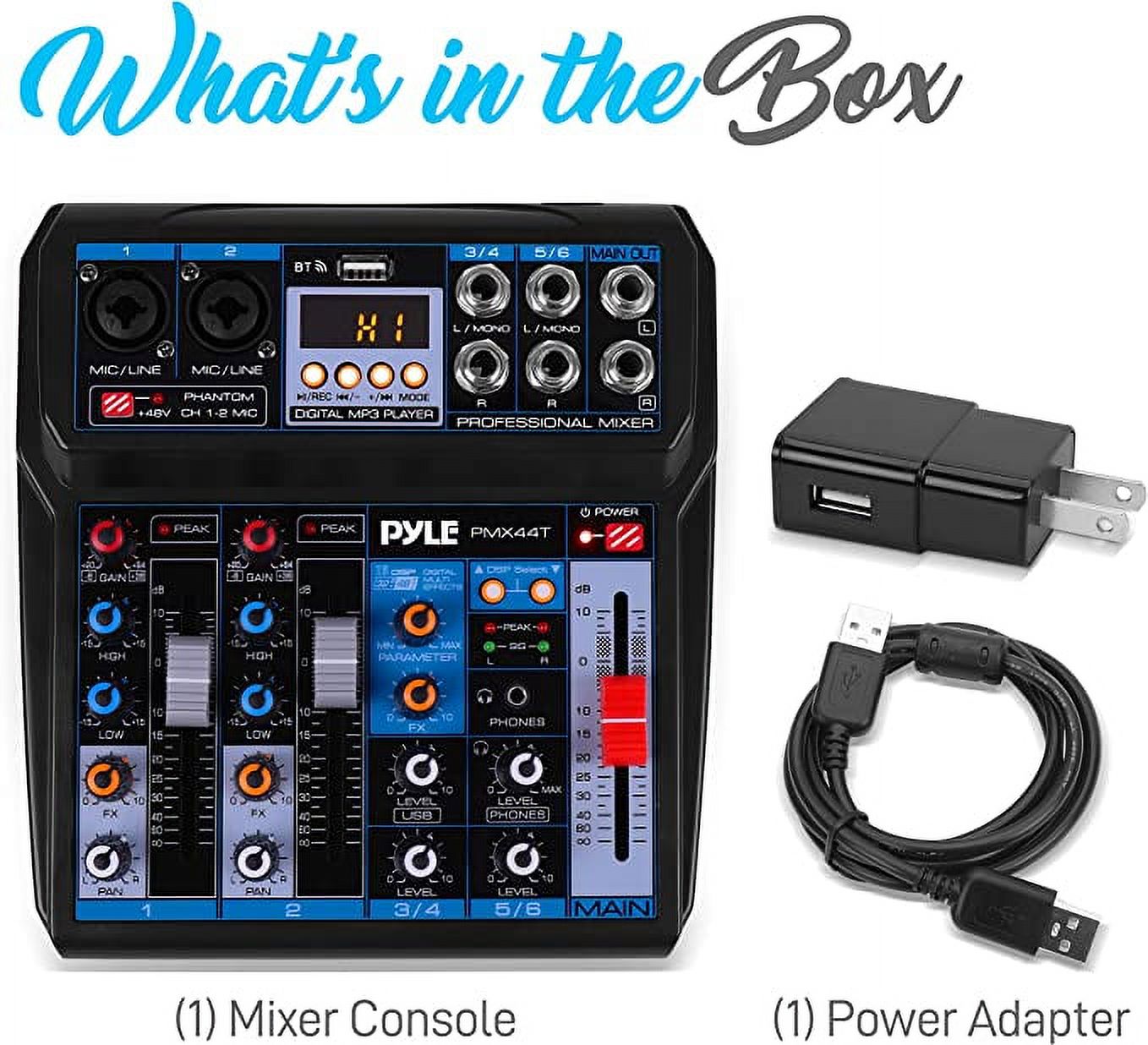 Pyle Professional Wireless DJ Audio Mixer 6-Channel Bluetooth Compatible DJ Controller Sound Mixer