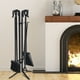 thumbnail image 5 of Costway Set de 5 accesorios para chimenea, porta accesorios para chimenea en hierro forjado,set compacto de herramientas para chimenea con atizador pinzas pala escoba y base, 5 of 6