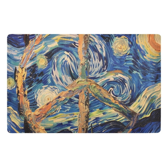 JSTEL Peace Sign Starry Sky Front Door Mat Outside Entrance 32x20 Inch Doormat for Outdoor Indoor Washable Non Slip Floor Mats