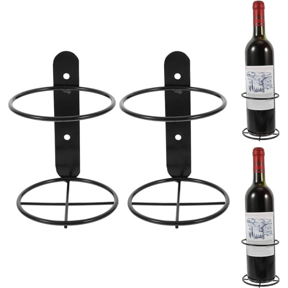 ABCISI 2pcs Wall Wine Rack Metal Wine Holder Beer Display Shelf Bottles Hanging Organizer Beverage Cocktail Container Rustic Wall Decoration for Home Bar Black