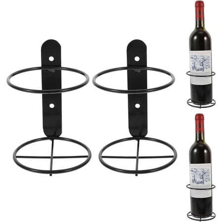 ABCISI 2pcs Wall Wine Rack Metal Wine Holder Beer Display Shelf Bottles Hanging Organizer Beverage Cocktail Container Rustic Wall Decoration for Home Bar Black