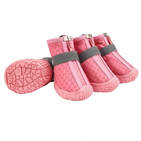 GASTROPOD 4Pcs Dog Shoes Lightweight Breathable Dog Boots Non-Slip TPR Sole Outdoor Activities Dog Rain Boots 4.8x4.3cm Pink