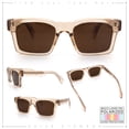 thumbnail image 2 of SA106 Polarized Mod Geometric Sunglasses Flat Top Square Wide Frame UV400 / Beige Frame - Brown Lens, 2 of 8