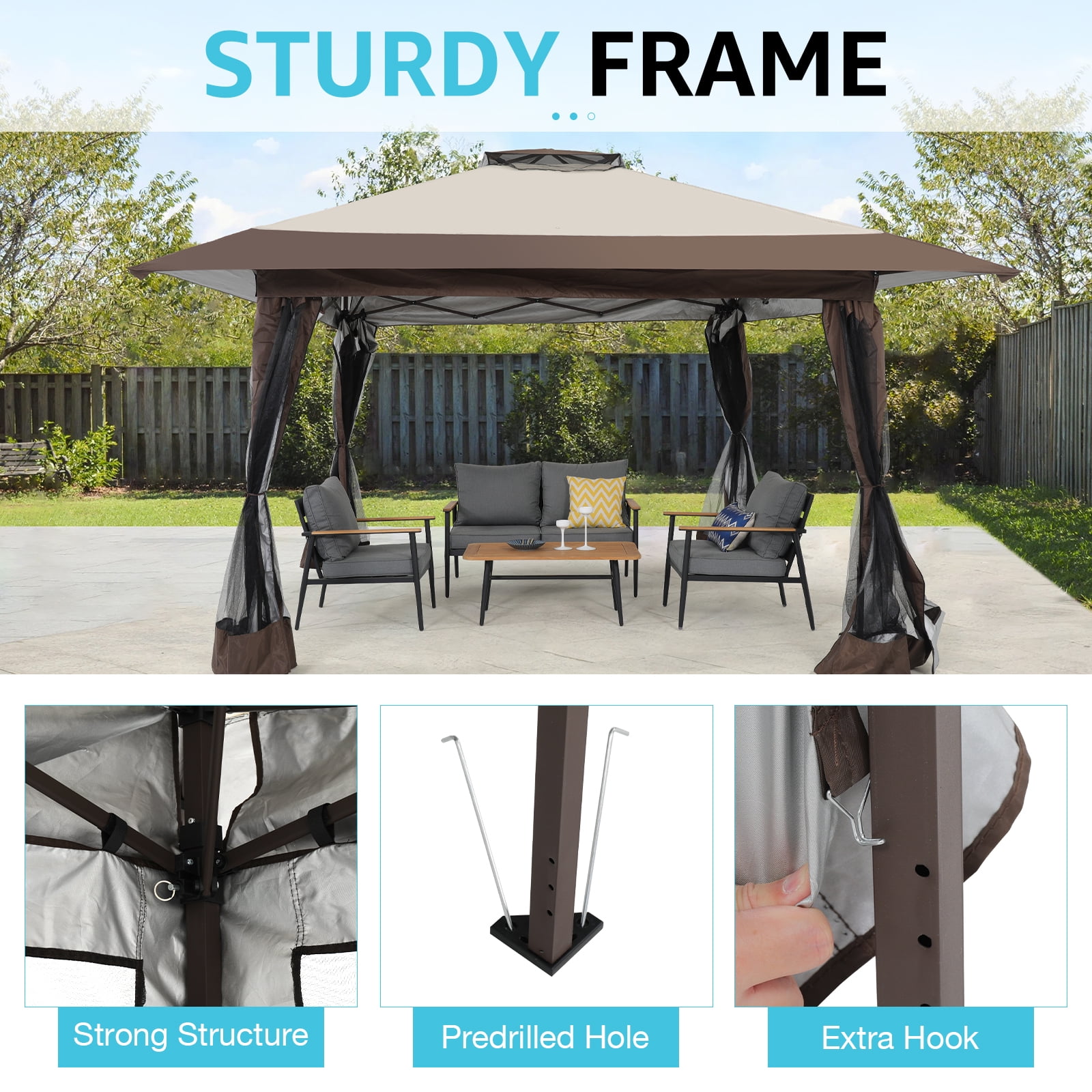 COBANA 13'x13' Outdoor Pop Up Gazebo, Canopy Gazebo Tent
