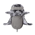 thumbnail image 3 of Fabrcox 2 Packs Camo Mens Outdoor Wide Brim Fishing Hats UPF 50+ Lightweight Unisex Sun Protection Cap with Face Neck Flap for Hiking Garden Going Out Gray, 3 of 3