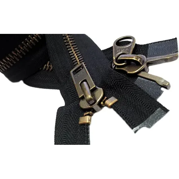 YKK® 36" Parka Dual Separating Jacket Zipper Extra Heavy Duty YKK #10 "2-Way" Antique Brass (Black 580)