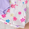 thumbnail image 7 of Baby Girl Romper with Suspender Casual Sleeveless Bow Front Floral Print Bodysuit Newborn Playsuit Summer Clothes Purple 2-3 Years, 7 of 7