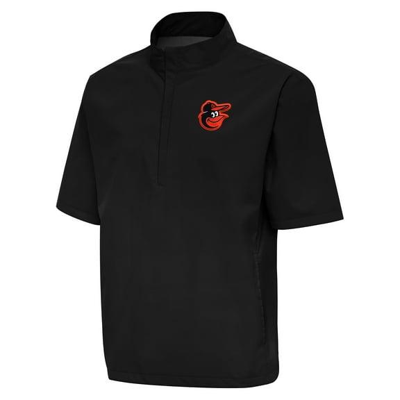 Men's Antigua Black Baltimore Orioles Brisk Quarter-Zip Wind Shirt