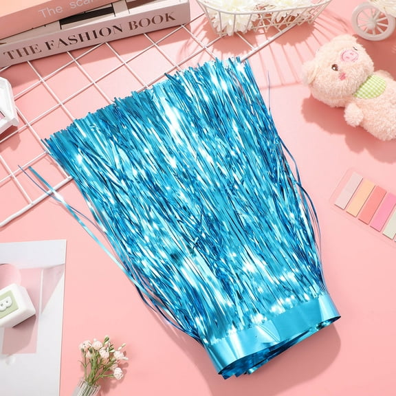 OUNONA 4 Pcs Metallic Foil Fringe Tinsel Table Skirts Fringe Garland Table Skirt Backdrop For Party Event Parade Float Party Decoration