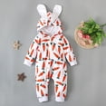 thumbnail image 2 of Tisuna White Adorable Long Sleeve Easter Bodysuit Infant Carrot Print Zipper Hooded Romper With Ear Breathable Soft Baby Girls Boys Spring Festival Outfit Size 3-6 Months, 2 of 5