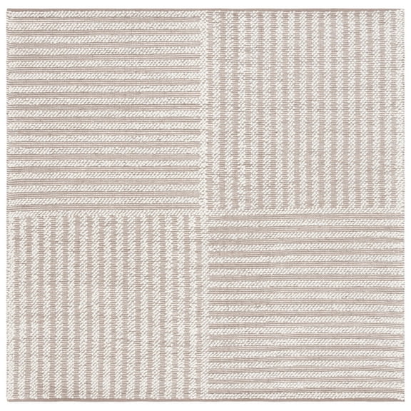 SAFAVIEH Natura Wayra Striped Area Rug, Ivory/Taupe, 6' x 6' Square