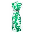 thumbnail image 4 of Drses ‌‌‌‌‌‌‌‌Women's 2025 Leaf Print Maxi Dress - Sleeveless Cutout Waist Summer Dress with Crewneck | Trendy Floral Sundress, 4 of 5
