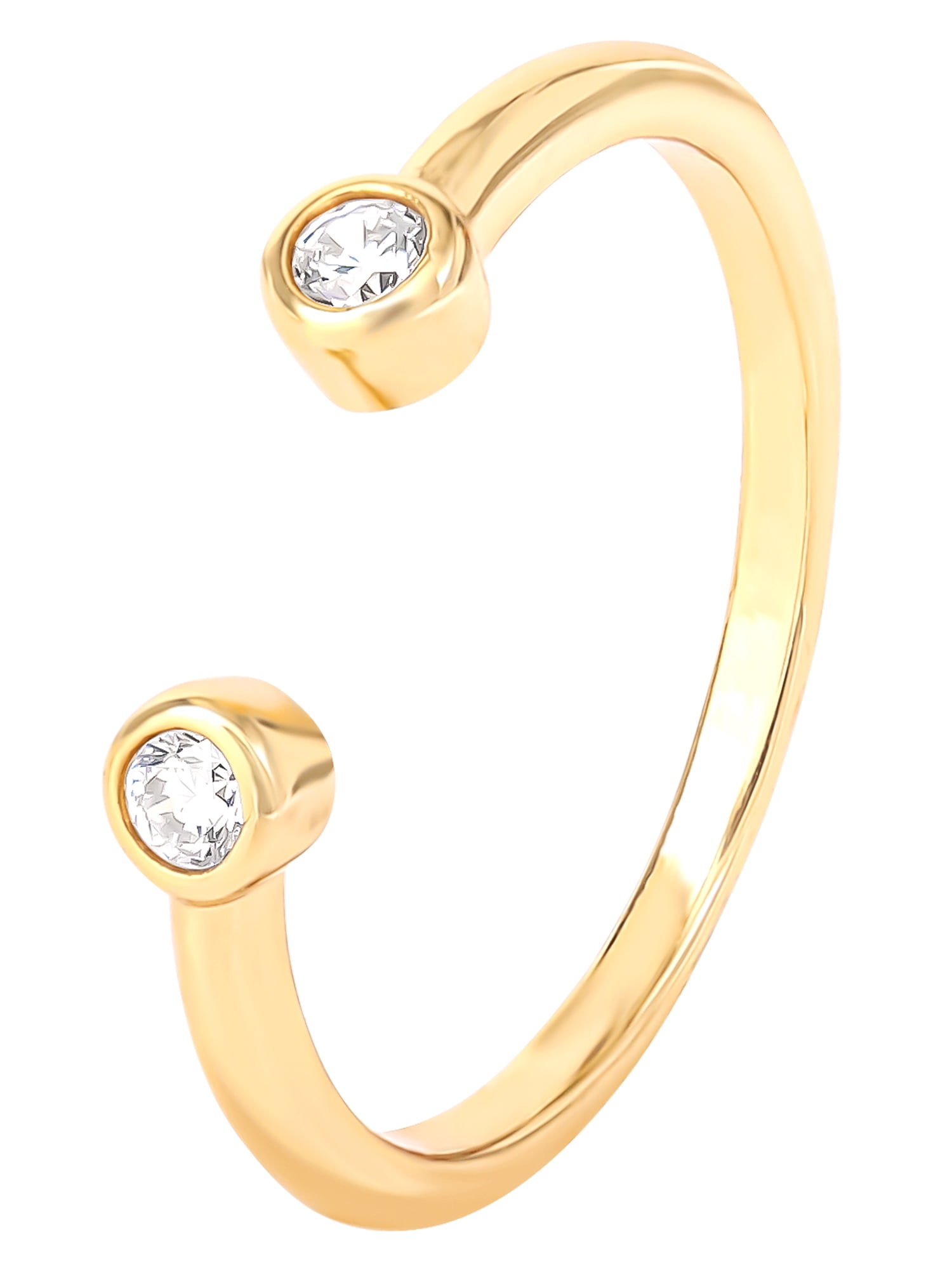 JS Jessica Simpson Women's CZ Ring Set, Gold Plated Sterling Silver, 2pcs