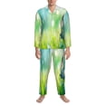 thumbnail image 3 of Salouo green grass and butterfly Print Button-Front Long Sleeve Pajama Set for Men, Soft 2Pjs Men's Long Sleeve Sleepwear-Large, 3 of 7