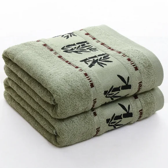 Serviette de Bain Jacquard en Fibre de Bambou Luxueuse pour Adultes - Épaisse et Douce 70x140 cm, Fourniture Directe du Fabricant, Usage Polyvalent pour la Maison/voyage, Emballée sous Vide pour l'Exportation (Vert)