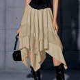 thumbnail image 2 of LWavelet Asymmetrical Lace Trim Midi Skirt Women Casual Trendy Edgy Versatile Bottoms Khaki S, 2 of 5