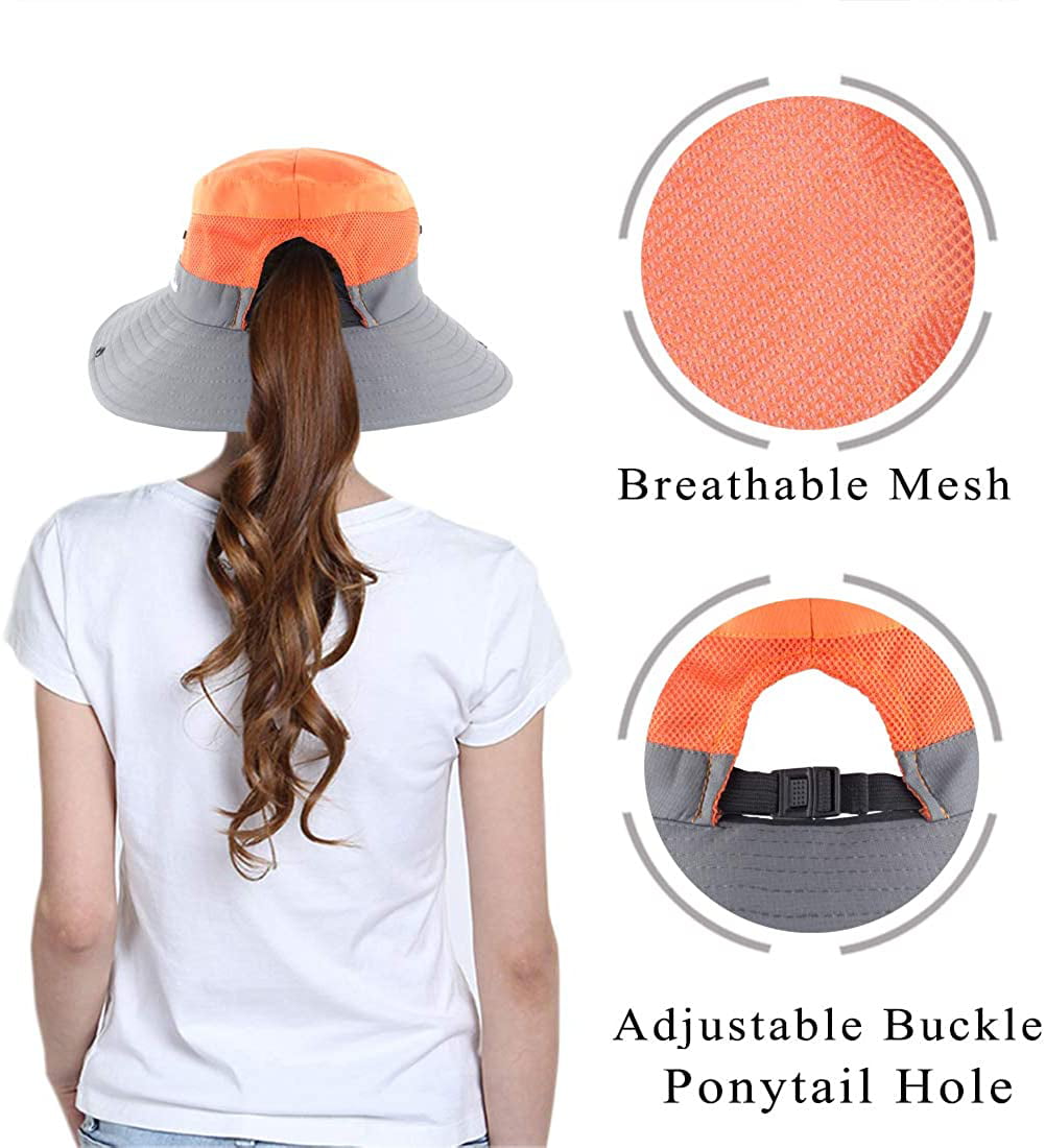 HGGE Chapeau de Protection UV pour Femme avec Trou pour Queue de Cheval