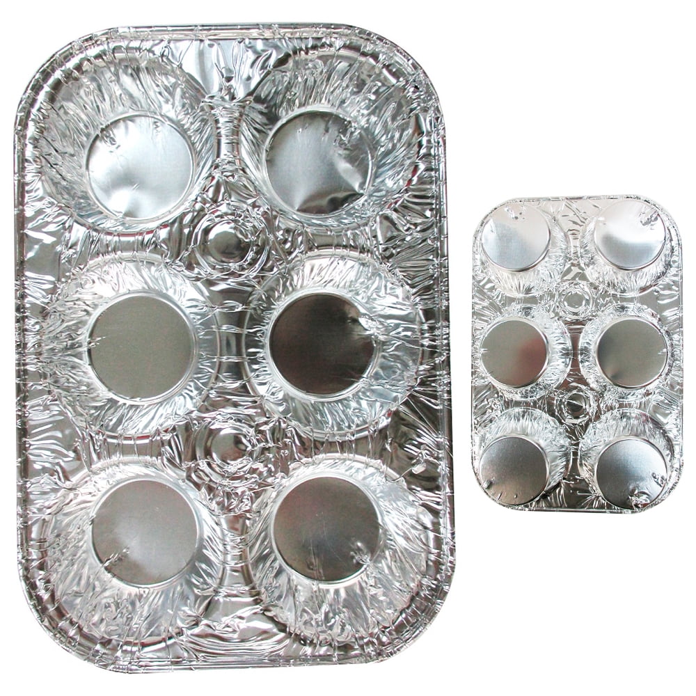 10 Pc Aluminum Foil Muffin Pan 6 Cavity Cake Mold Cupcake Disposable Container