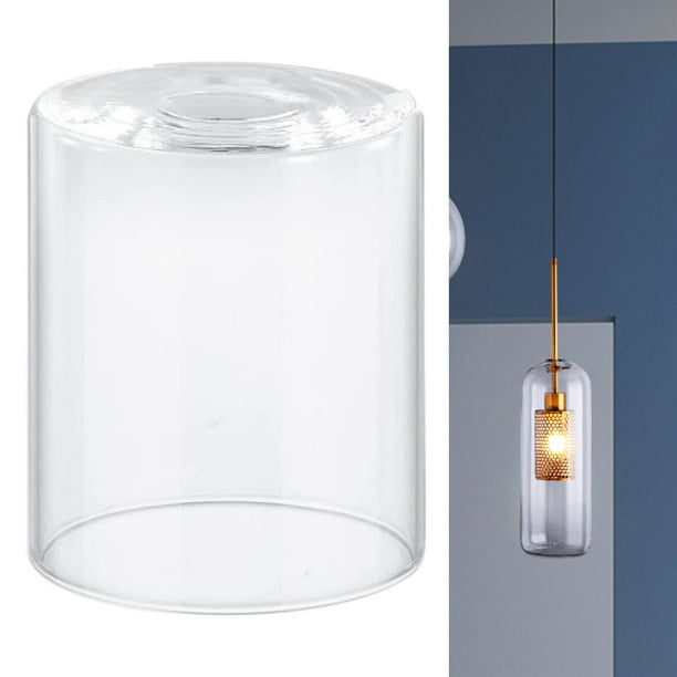 2 Pcs Abat-jour En Verre Transparent Cylindrique - Diamètre 10cm Hauteur 16,5cm Trou 4,2cm