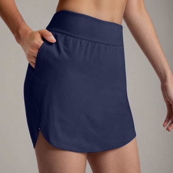Yourumao Womens High Waisted Tennis Skirt Tummy Control Mini Skort Solid Stretchy Spilt Side Athletic Skirts for Gym Workout Running