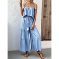 thumbnail image 3 of Women'S 2 Piece Outfits Linen Pants Jumpsuit Matching Lounge Set Casual Summer Beach Vacation Trendy Clothes Blue XL, 3 of 8