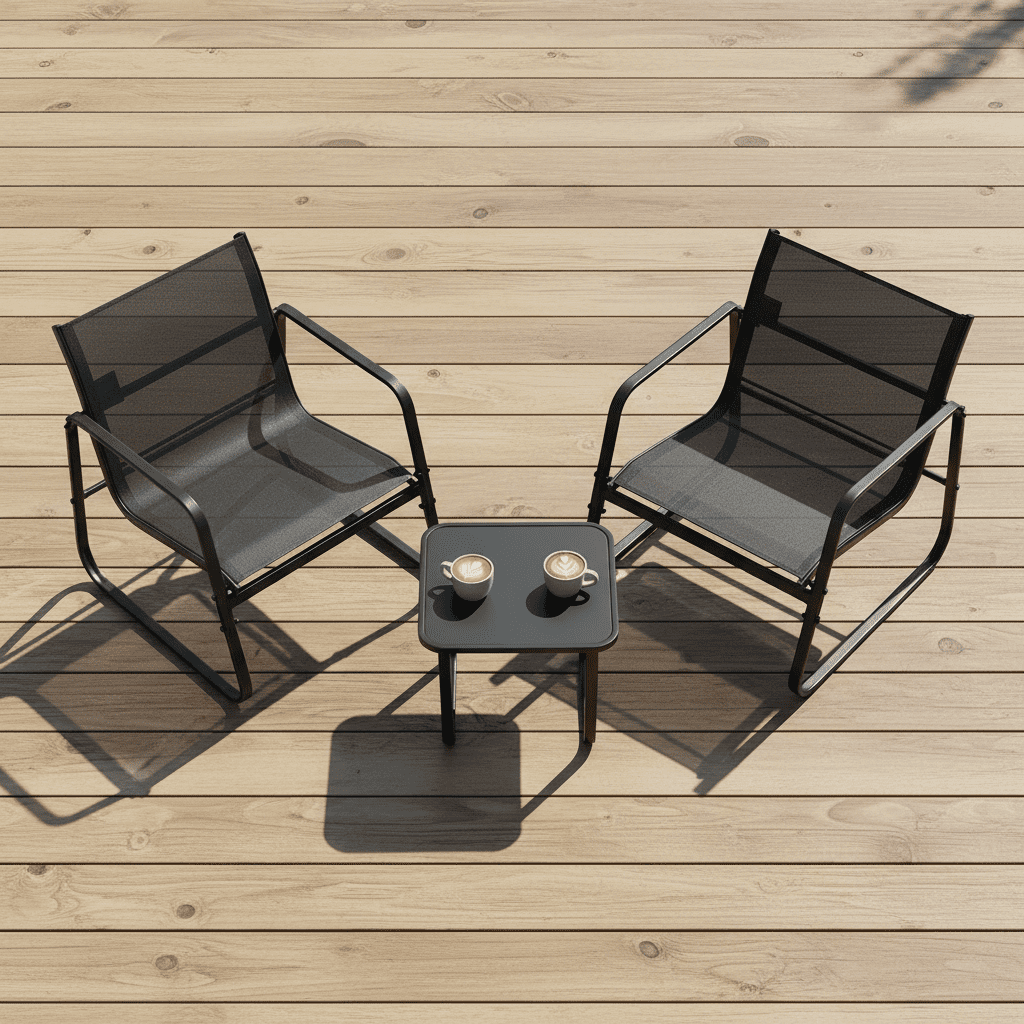 Atilioo 3 Piece Patio Furniture Set, Textilene Outdoor Furniture Set with Chairs & Table, Conversation Set for Lawn, Garden, Balcony, Yard, Poolside, Black
